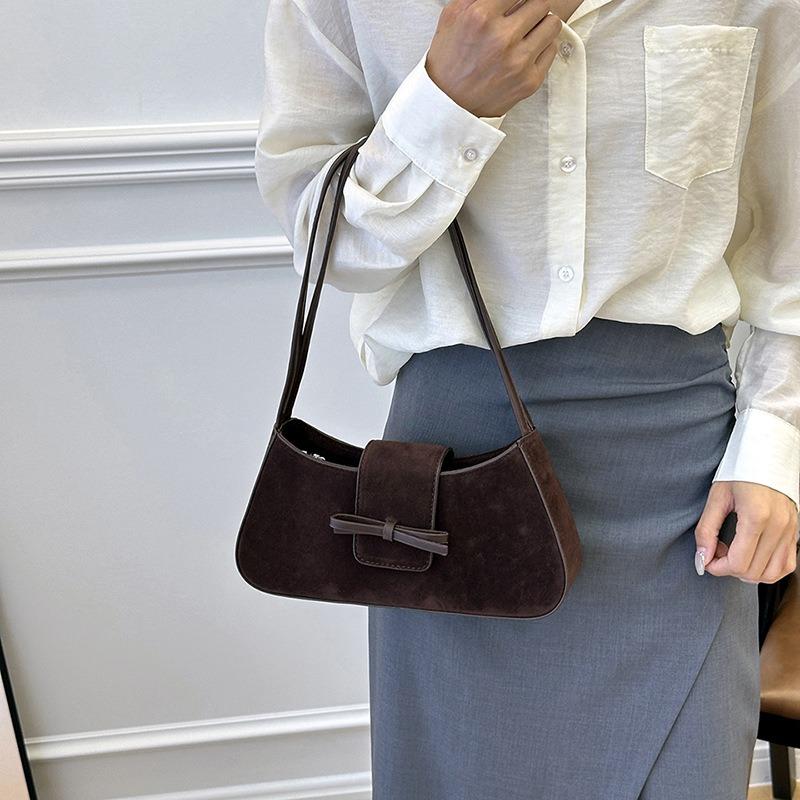 Niche Versatile Underarm Bag Women's New Fashion Spring and Summer Retro Matte Bow Hand Shoulder Bag