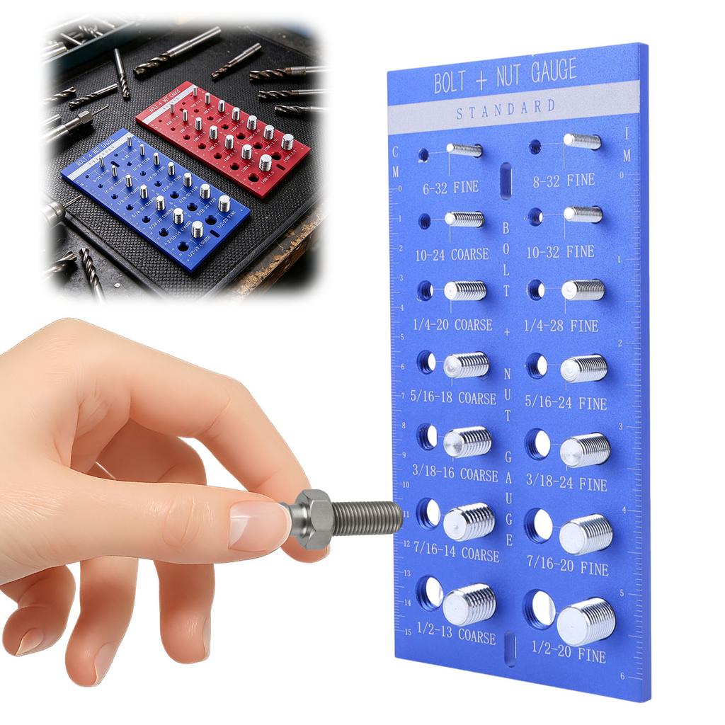28Pcs Thread Checker Includes 14 Imperial and 14 Metric Threads Dual-Panel Aluminum Gauge for Identifying Fastener & Drill Bits