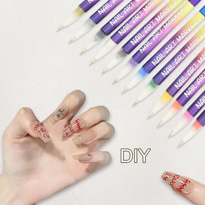 1/13Pz Penne per Nail Art 3D Asciugatura Rapida 0.5MM Fai da Te Gel per Unghie Pittura Acrilica Pennarelli Unghie Punta Graffiti Dettagliatore Linea Penna Strumenti per Disegno Pittura Unghie