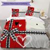 Plaid Bow Pattern Bedding Uilt Set Uilt Cover Pillowcase Home Decoration Birthday Gift (1 * Duvet Cover + 2 * Pillowcase Without Core)