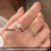 Damen 925 Sterling Silber Mondstein Offener Ring - High-End Light Luxury Zweilagiger Bandring
