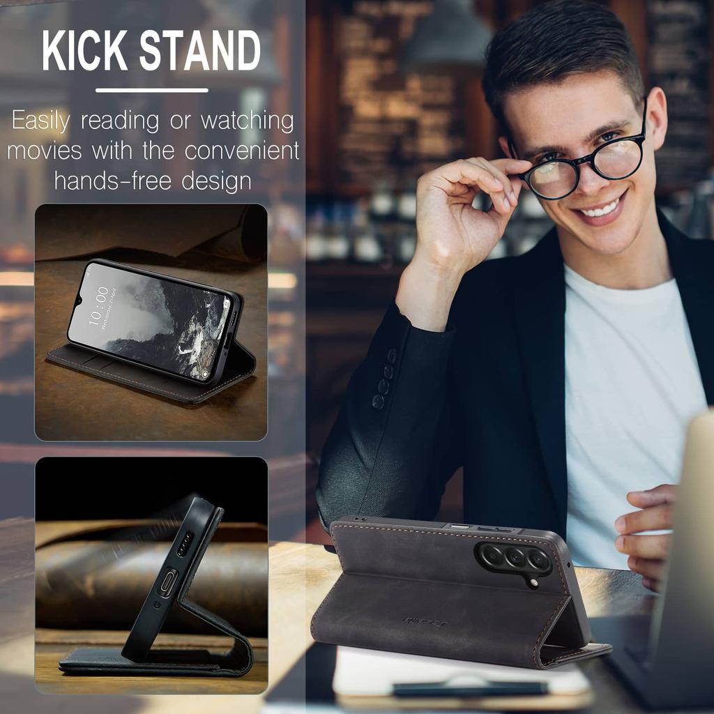 Flip Wallet Case for Samsung Galaxy A27, Leather Magnetic Folio Cover with Card Holder, Kickstand - TPU Shockproof Durable Case