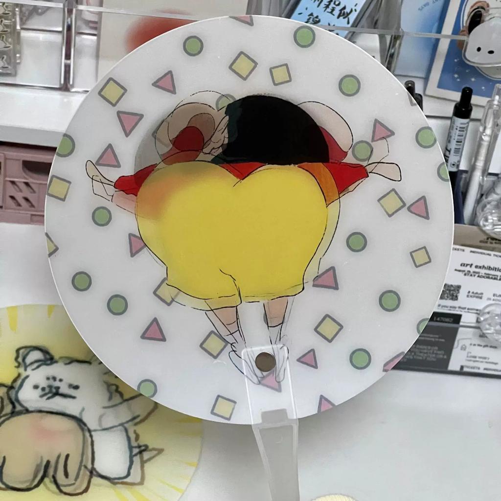 Chiikawa Cartoon Ika Usagi Fan, a Cute Moving Fan with Animation, Summer Hand-Cranked Dynamic Fan