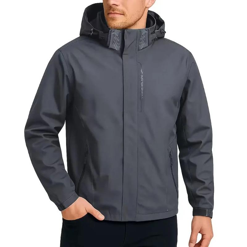 Mens Outdoor Waterproof Hooded Rain Jacket Lightweight Windproof Coat Ideal for Hiking Cycling and Casual Streetwear Top