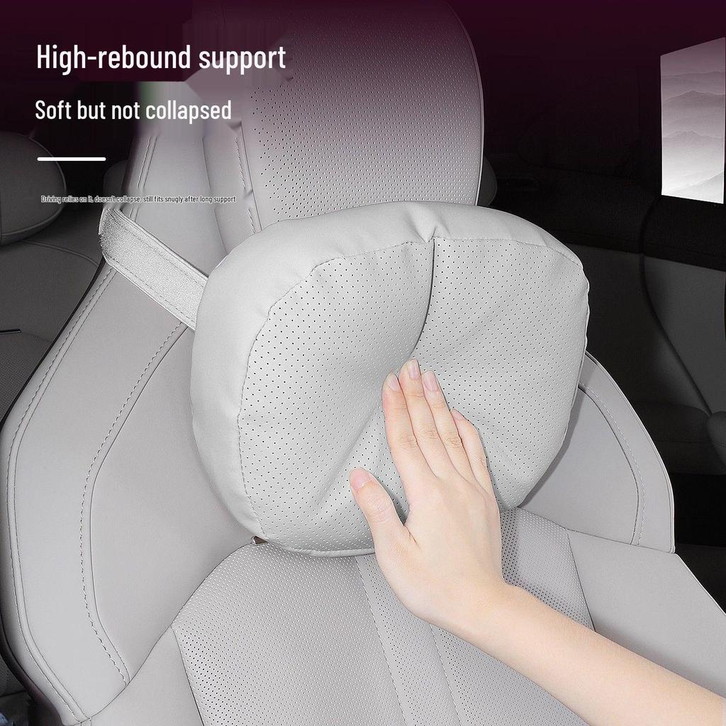 YU7 Headrest and Lumbar Support: Leather Memory Foam Neck Pillow and Lumbar Pad