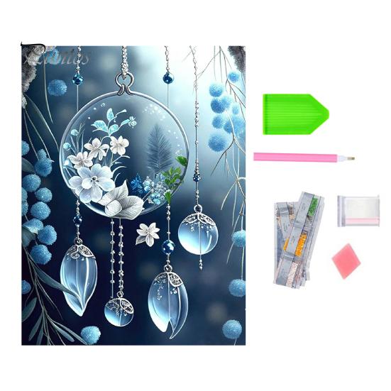 

1 комплект алмазной живописи DIY цветок комплект алмазной живописи художественная картина орнамент для украшения дома темно-синий