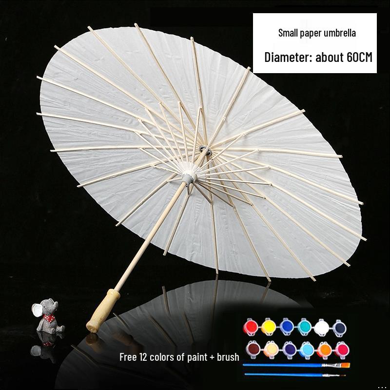 Handmade Children's Oil Paper Umbrella - Chinese Intangible Cultural Heritage, Small Flower Pattern, Ancient Style, Graffiti Material
