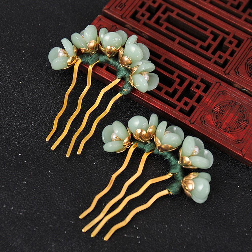 

Hair Hanfu For Women Headwear Pearl U Shaped Hairpin Hair Accessories Flowers Hair Stick Hair Fork зелений