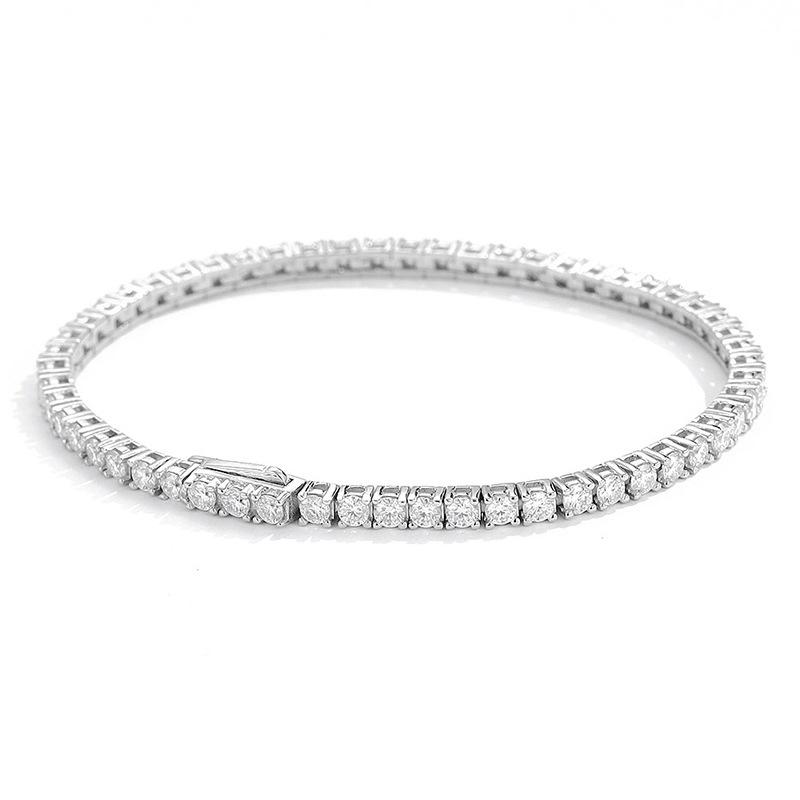 Hidden buckle full of diamond moissanite bracelet, male and female couples S925 sterling silver flash simple trendy light luxury temperament