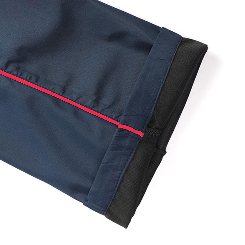 Unisex Dark Blue School Pants with Red Stripe - Loose, Straight-Leg Design for Primary To High School Students.