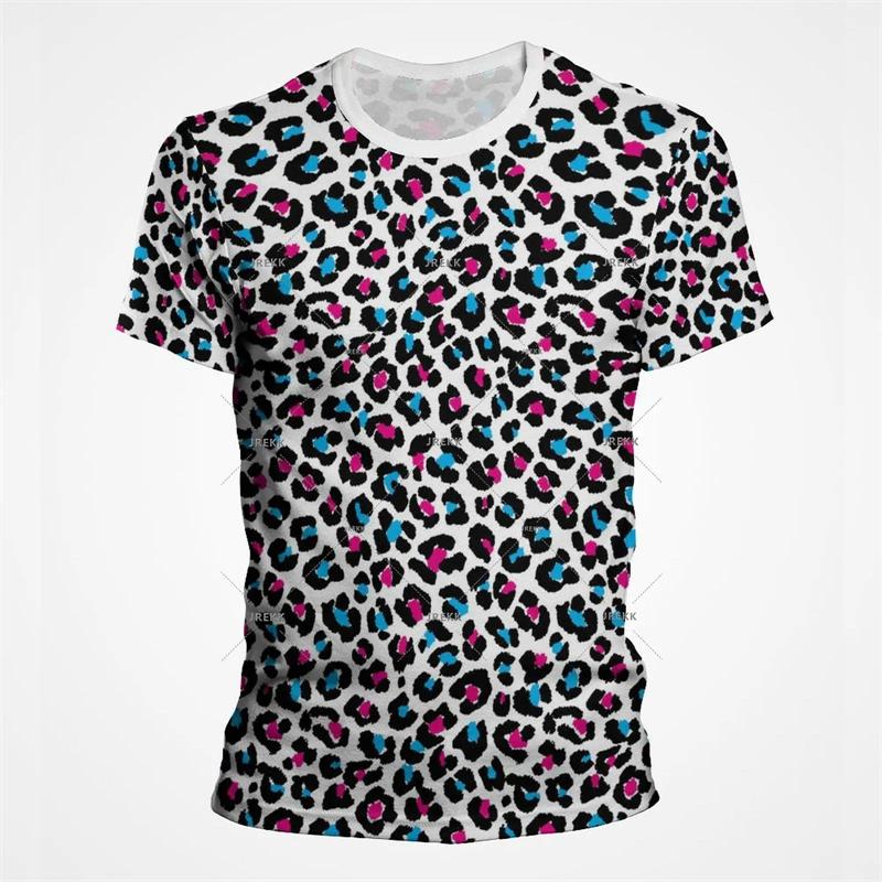 Leopard Print 3D Funny T Shirts for Men's And Women's Clothing Summer Short Sleeve T-Shirt Unisex Streetwear Oversize Tops Tees