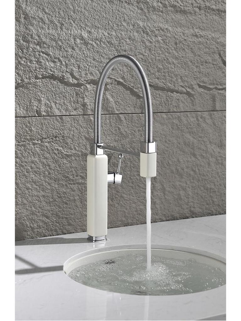 Luxury Universal Tinkerbell Pull-Out Kitchen Faucet - Hot & Cold All-Copper Dishwashing Sink Faucet