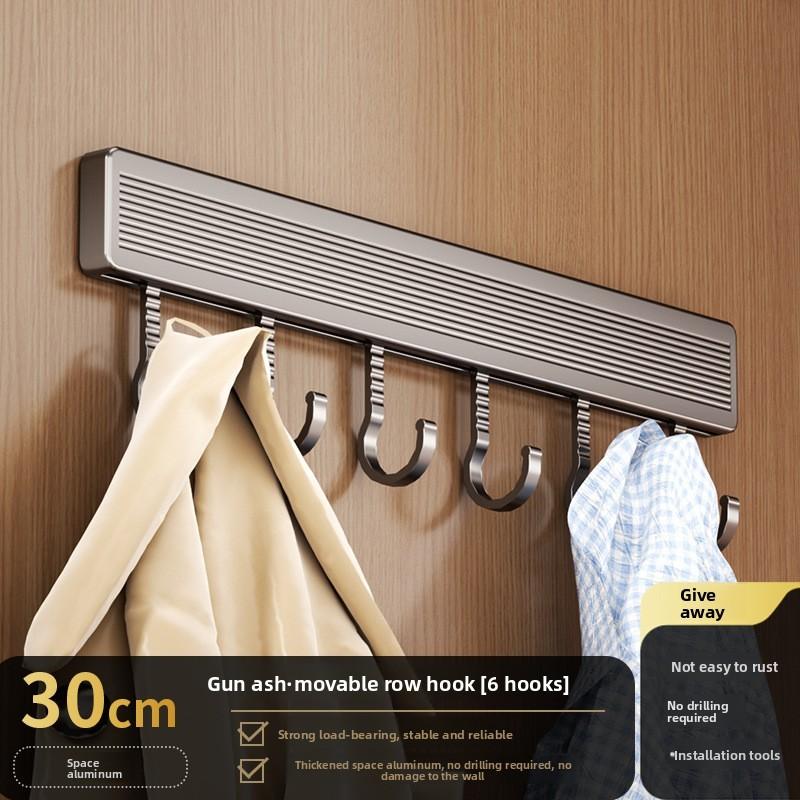 Space Aluminum Wall Hook Set With Strong Adhesive No Drilling Suitable For Bathroom And Closet Storage