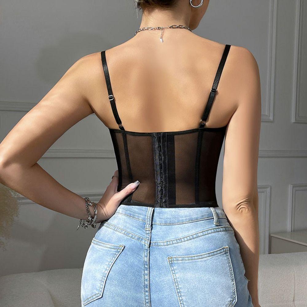 Transparent Lace Camisole Slim fit Suspender Vest Spicy Girl Style Lace Corset  Travel