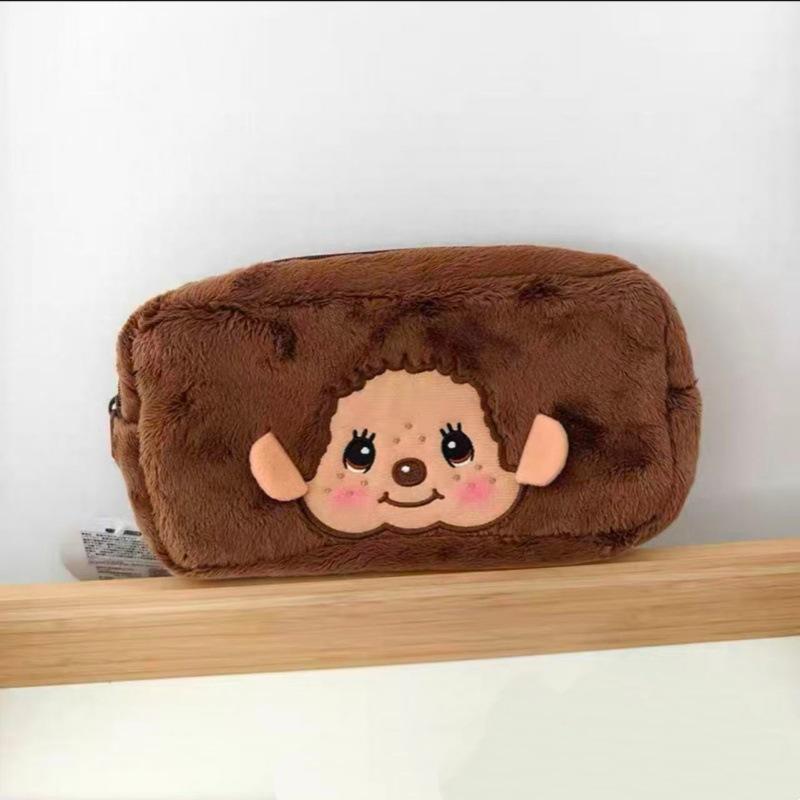Monchichi Pencil Case Cute Monchichi Pencil Box Plush Stationery Storage Bags Cartoon Pencil Bags for Students