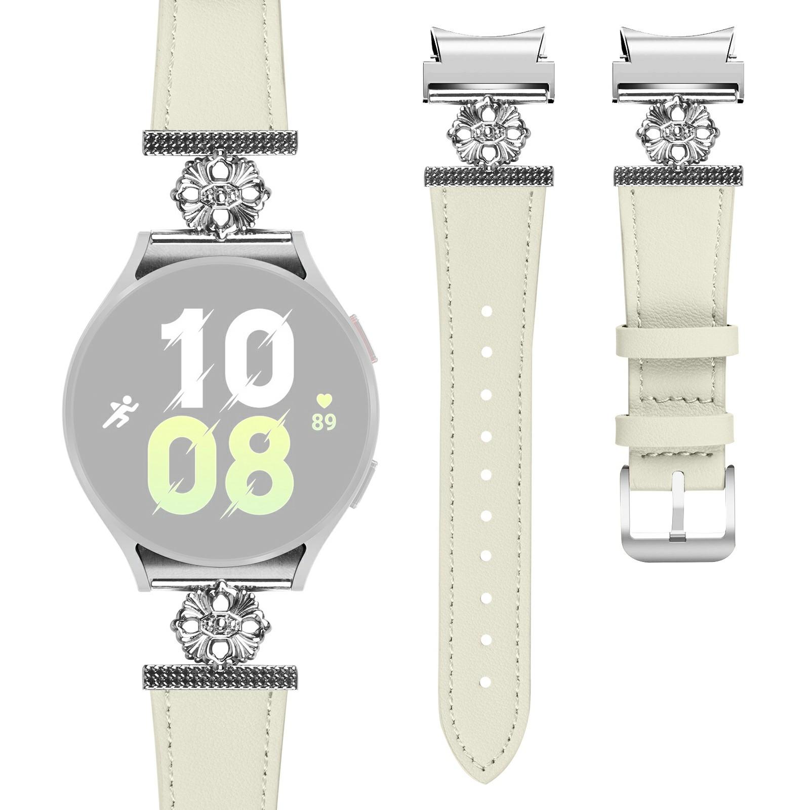 

Для Samsung Galaxy Watch7 44мм/40мм Ремешок для часов Ремешок из натуральной коровьей кожи с бесшовным соединителем White