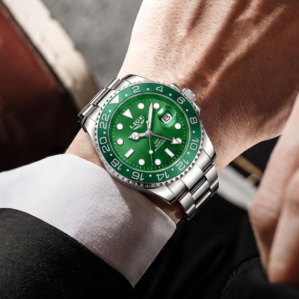 LIGE New Men's Quartz Watches Top Brand Luxury Stainless Steel Waterproof Luminous Date Business Mens Watches Relogio Masculino