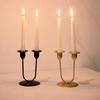 Romantic Tabletop Candle Holders U-shaped Double Headed Candlelight Dinner Props Ornament Metal Candlestick Holder