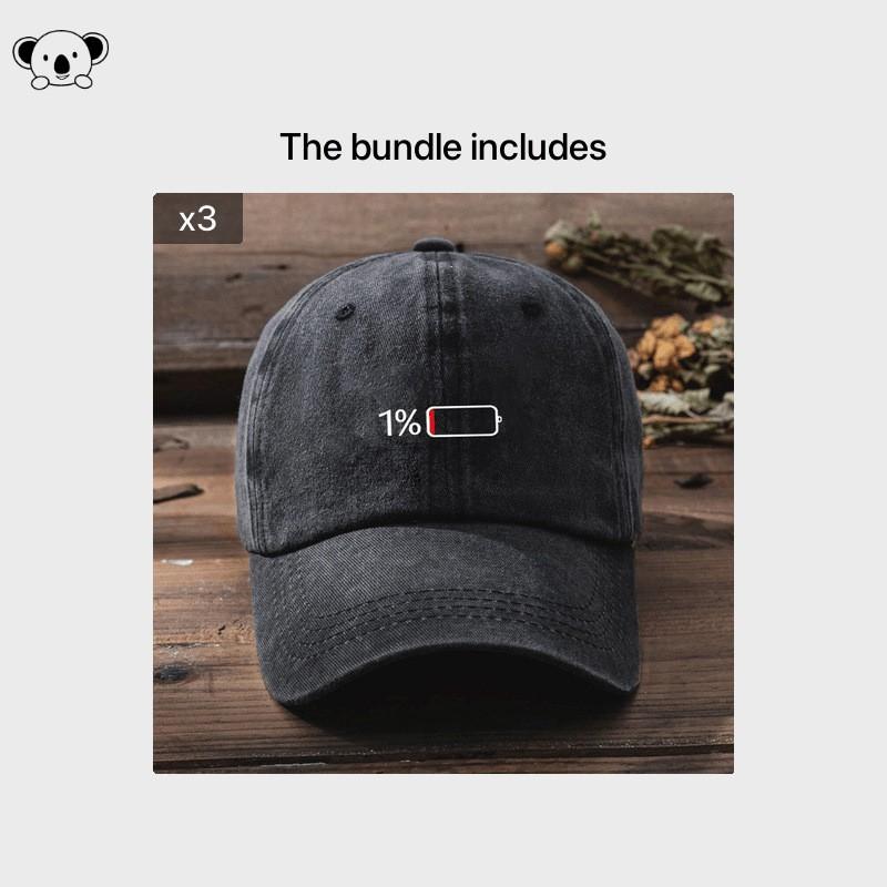 Vintage Letter Print Denim-Style Cotton Blend Baseball Cap Men Women Wide Brim Flat Top Hat