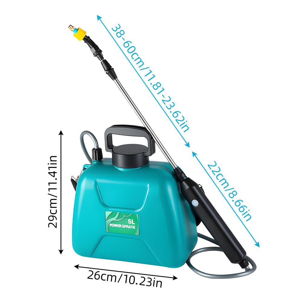 Batteriebetriebenes Sprühgerät 1,32 Gallonen/5L USB wiederaufladbares tragbares Gartensprühgerät mit Teleskop