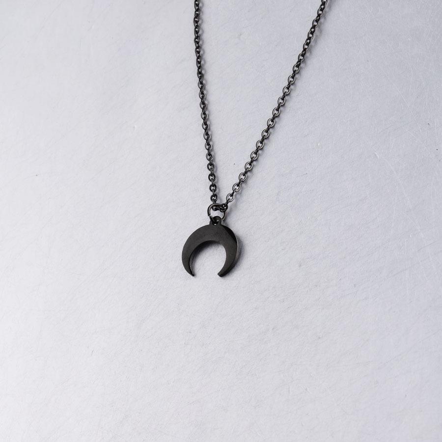 Moon Crescent Mirror Pendant Necklace - European & American Style, Titanium Steel, Fashion Clavicle Chain
