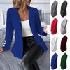 Women's Fashionable Solid Color V-neck Long Sleeved Button Style Cardigan Jacket