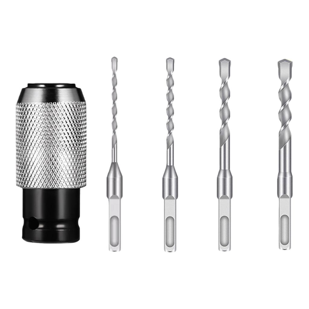 Hammer Umwandlungskopf mit 4 Bits Schlagbohrmaschinen-Adapter Umwandler Bohrfutter für Männer Frauen Zuhause Innen Außen Reparatur