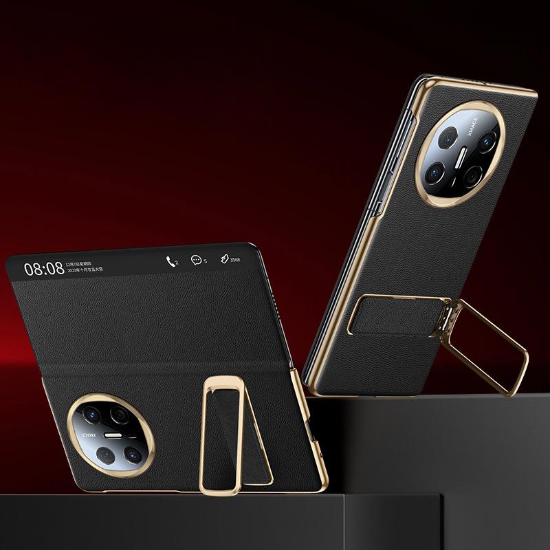 Suitable for Huawei Matex6 Mobile Phone Case Wristband Bracket Rotating X5 Smart Window X3 Anti-fall Business Electroplating Leather Case