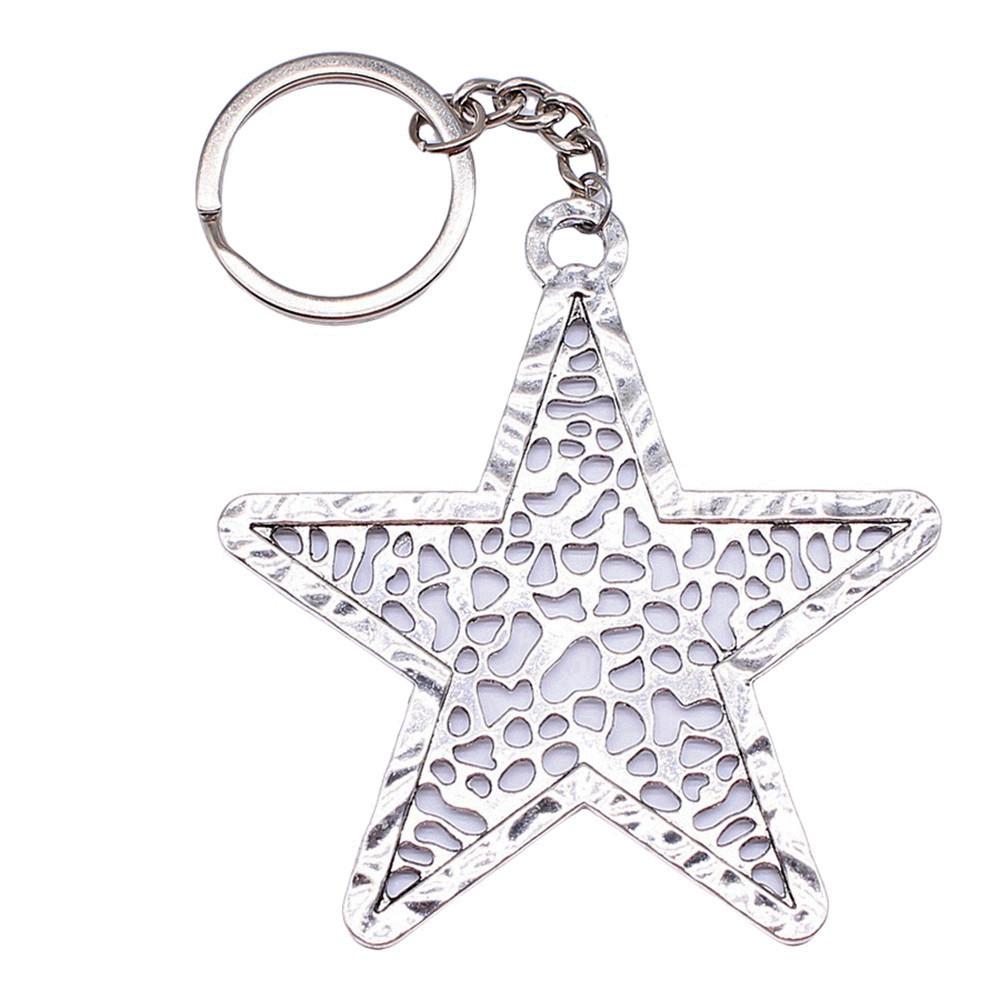 Dreifachmond Pentagramm Anhänger Schlüsselanhänger Stern Wicca Thema Schlüsselring 28mm