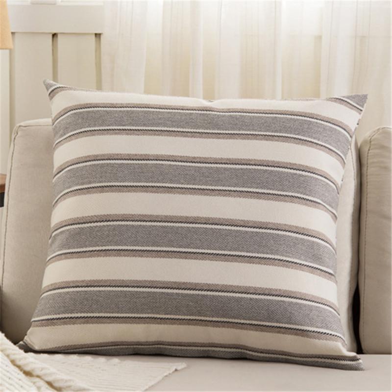 45x45cm Classic Striped Cotton Linen Sofa Cushion Cover Car Seat Throw Pillowcase Home Living Room Decoration