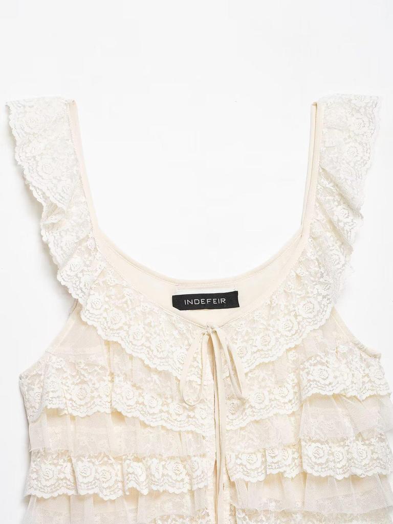 2026 Spring European & American Style Lace Layered Fashion Top 