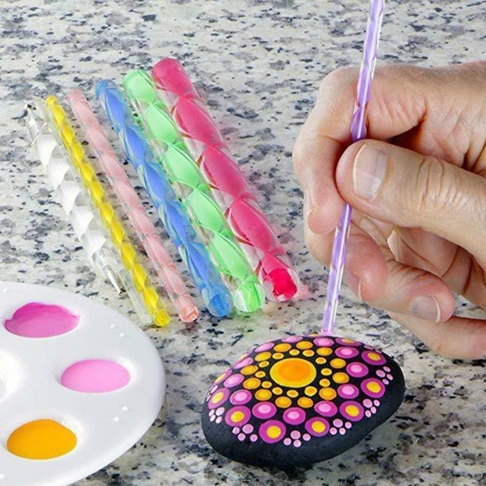 16PCS DIY Mandala Dotting Tools, for Painting Rocks, Mandala Rock Painting Kit with Mandala Stencil, Acrylic Rods, Double Sided Dotting Tools