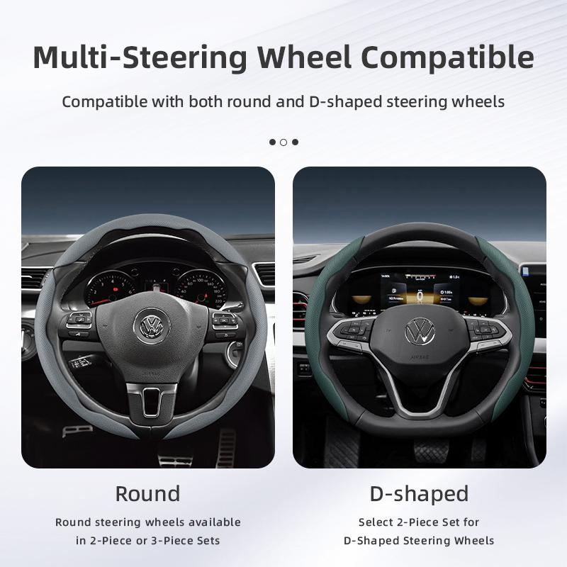Suitable for Volkswagen Breathable Hole Leather Steering Wheel Cover Segmented Quick Release Design Non-Slip Durable Polo Golf 6 up Gol Scirocco