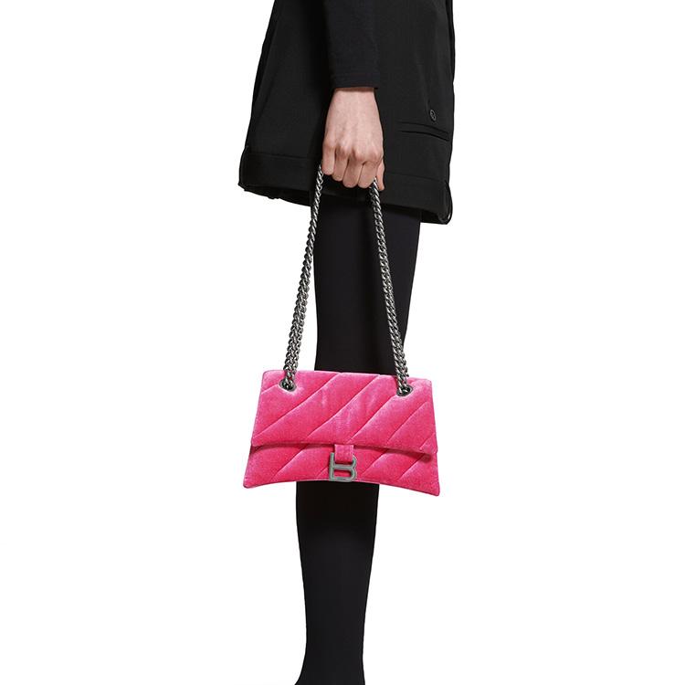 Balenciaga Studded Magnetic Closure Nylon Crossbody Shoulder Bag Small Women bags Bright-Pink 7163512AAPG5639