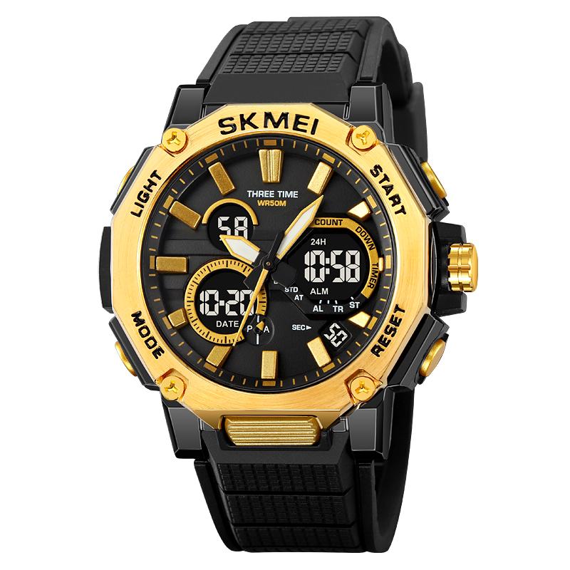 Skmei 2219 Famous Personalized Gents Digital Watch Perfect PU Strap Water Resist Double Display Character Sports Watch Supplier