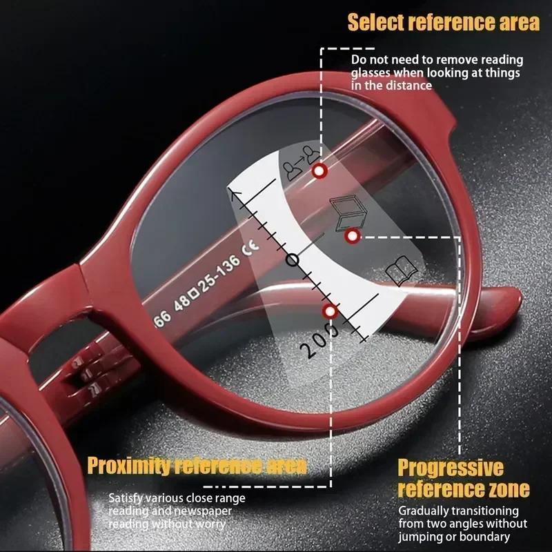Women Men's Vintage Folding Multifocal Glasses Trendy New HD Near Far Reading Glasses Anti-blue Presbyopia Eyewear with Box