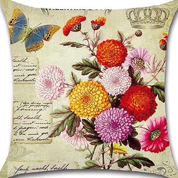 Retro Plant Floral Print Linen Pillow Case Home Living Room Sofa Car Cushion Pillow