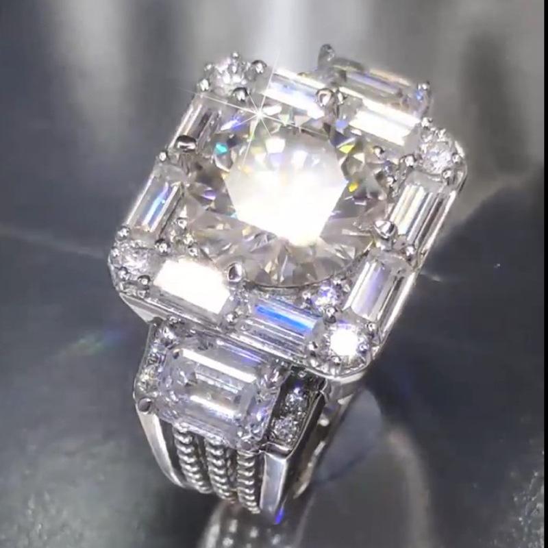 Luxus Große Kristall Quadratischen Steinen Ring Für Männer Schmuck Qualität Silber 925 Sterling Ring Junge Männliche Hochzeit Finger Zubehör