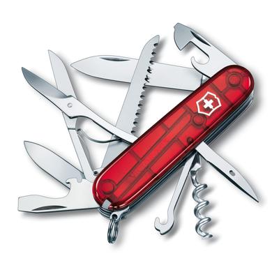 VICTORINOX Huntsman Translucent Red Swiss Army Knife Multifunctional Knife Disaster Prevention Goods Mountain Climbing Hiking Camping Scissors with