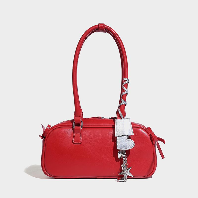 

Высококачественная модная универсальная сумка-бантик с подвеской в виде палочки с надписью «любовь» на ремешке с нишевым дизайном на одно плечо подмышкой красный