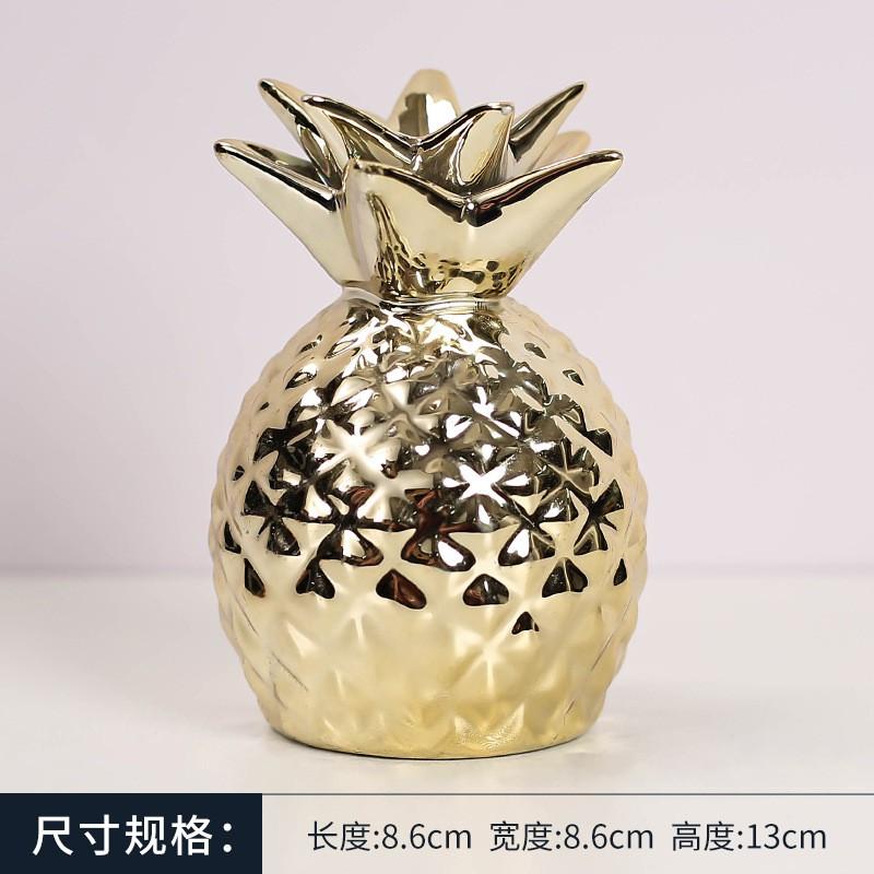 Ceramic Pineapple Money Box With Electroplated Finish Large Capacity Decorative Piggy Bank Home Office Gift