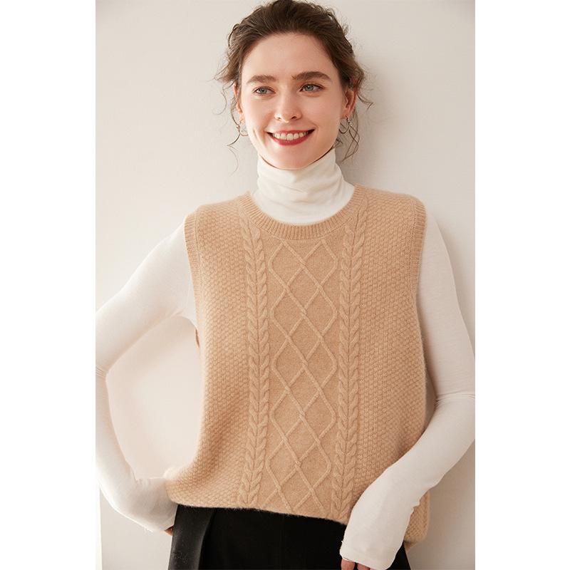 

Женский вязаный жилет из шерсти 2024: Зимнее короткое пальто с открытой передней частью, однотонное, многослойное, свободного кроя XXL