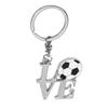 Soccer   Keychain Silver Stainless Steel Stylish I Love Soccer Key  for Birthady Present Backpack Bag Pendant