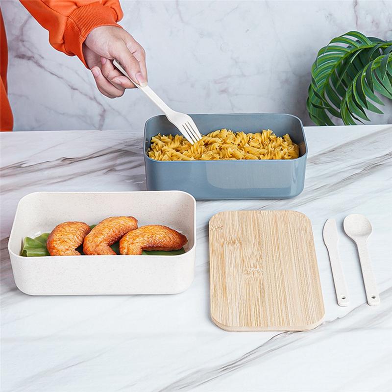 Portable Lunch Box Bamboo Wooden Lid Lunch Insulation Box Office Worker Japanese Sushi Lunch Box