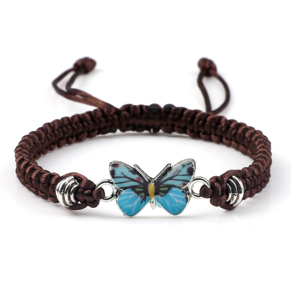Handmade Rope Butterfly Charm Wristband Anklets Boho Jewelry for Women Teen