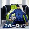 1pc Blue Lock Soccer Hero Flannel Blanket Soft Warm Throw Blanket for Bedroom Living Room Bed Travel Camping Picnic Gift. MT71501117