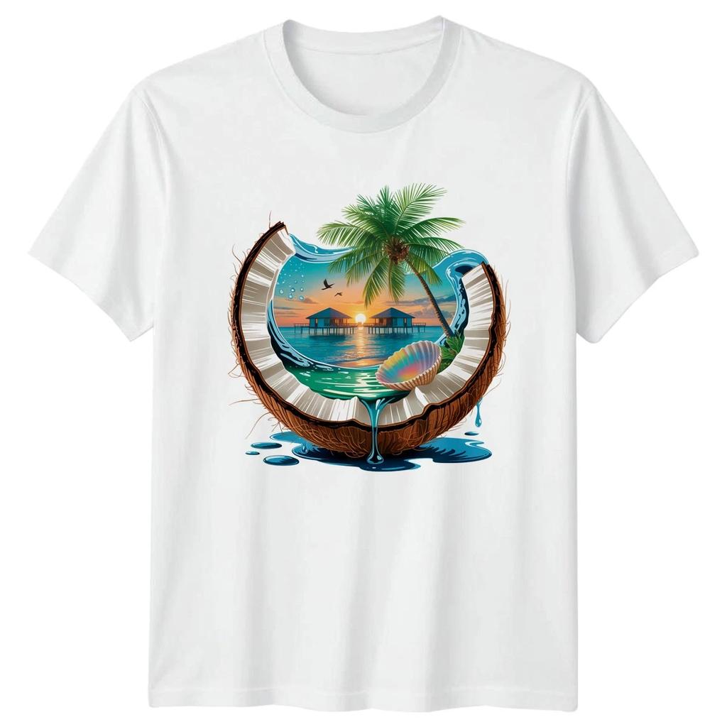 Tropical Coconut Vacation Travel Graphic Mens Womens T-Shirt
