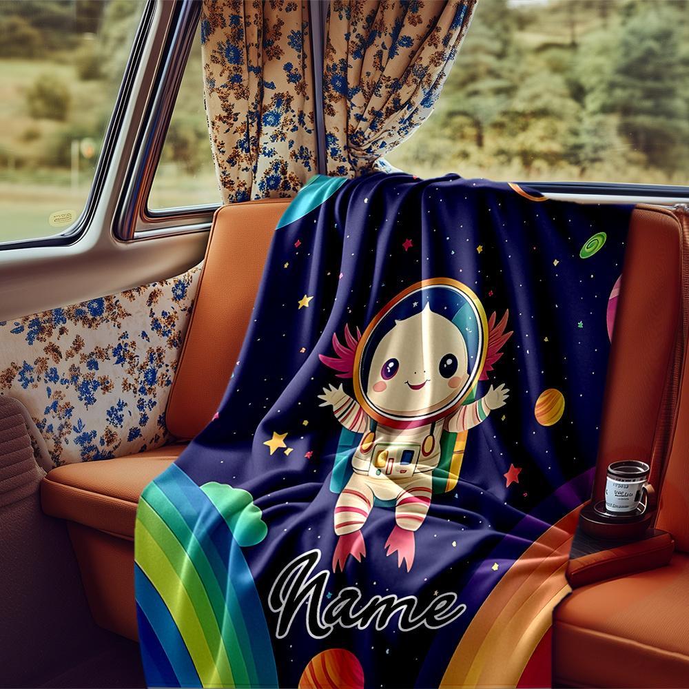 Space Explorer In Cosmic Adventure Blanketcustomizable With Your Namecomfortable And Stylish Perfect For Travel Beds Chairs Offices Sofas