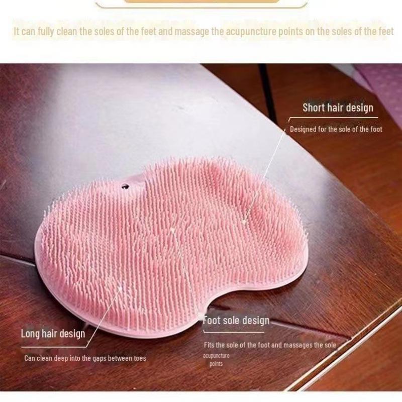 Multifunktionale Rutschfeste Badematte mit Fuß- und Rückenpeeling, Entfernung abgestorbener Haut und Großen Saugnäpfen  rosa