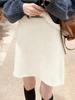 Winter 2025 Gray Wool Knitted Hip-Hugging Skirt for Women - Short, Base Layer Design